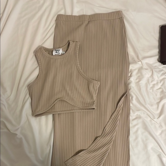 Tan Ribbed Two-Piece Set - Picture 1 of 1